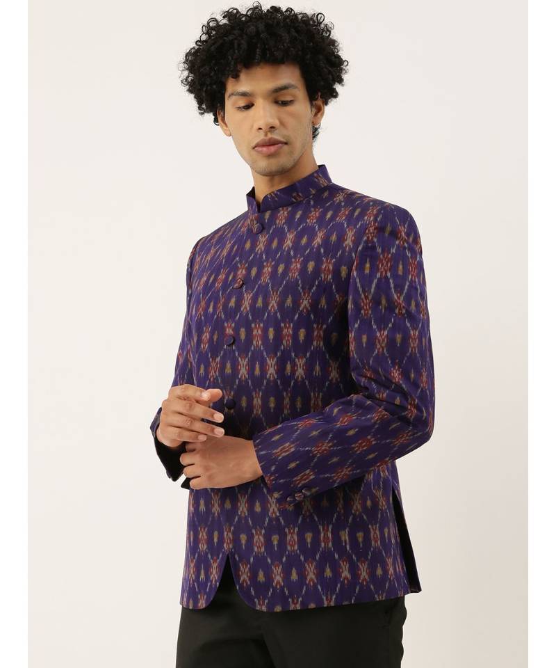 Ikat Purple Bandhgala