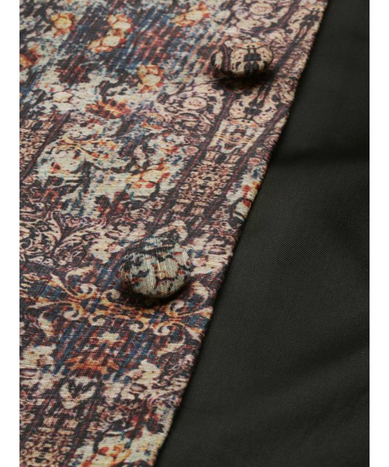 Chanderi Brown Printed Bandhgala