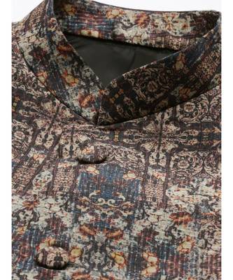 Chanderi Brown Printed Bandhgala 3