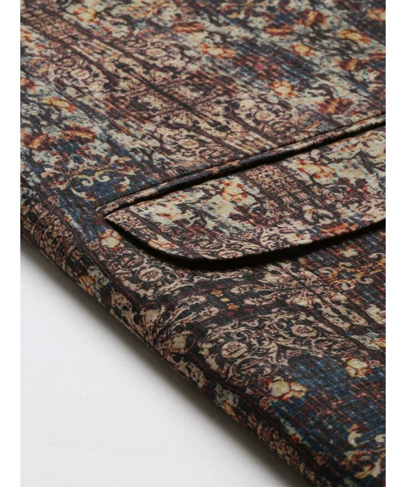 Chanderi Brown Printed Bandhgala