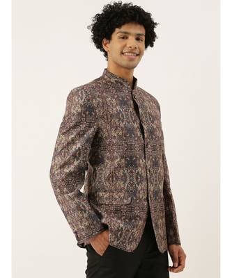 Chanderi Brown Printed Bandhgala 6