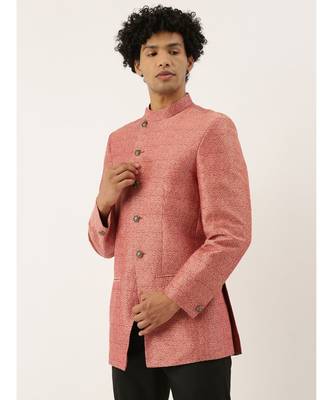 Silk Jaquard Red Bandhgala 5