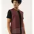 Red Linen Printed Open Jacket