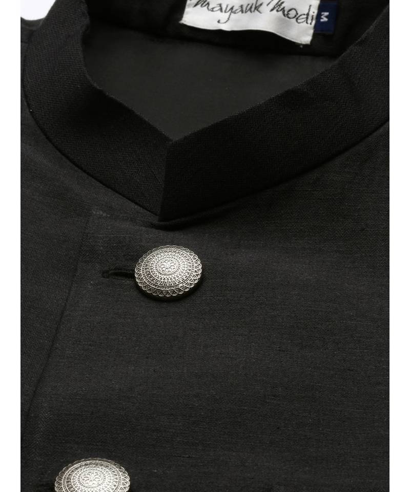 Black Classic Cut Away Sherwani