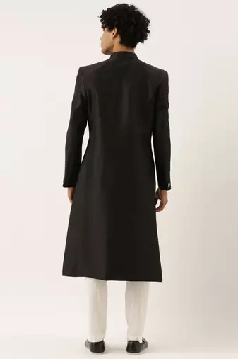Black Classic Cut Away Sherwani