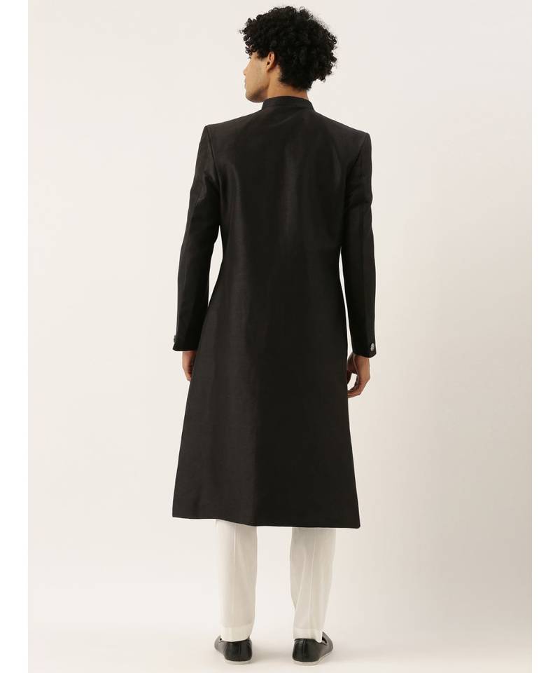 Black Classic Cut Away Sherwani