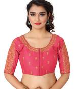 Peach art silk embroidery readymade blouse