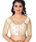 White art silk embroidery readymade blouse
