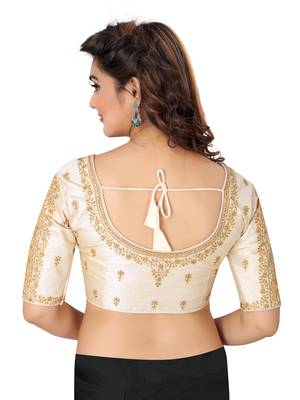 White art silk embroidery readymade blouse 2