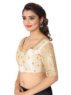 White art silk embroidery readymade blouse 3