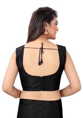 Black art silk piping design readymade blouse 2