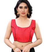 Red art silk piping design readymade blouse