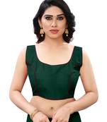 dark green art silk piping design readymade blouse