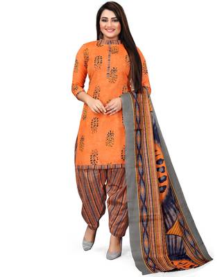Orange printed blended cotton salwar 1