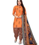 Orange printed blended cotton salwar