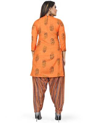 Orange printed blended cotton salwar 2