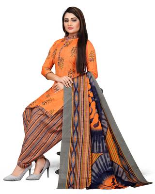 Orange printed blended cotton salwar 3