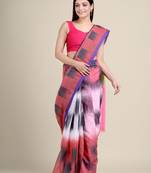 Multicolor woven blended cotton saree with blouse