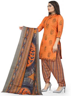 Orange printed blended cotton salwar 4