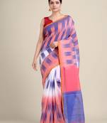 Multicolor woven blended cotton saree with blouse