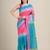 Sky blue woven blended cotton saree with blouse