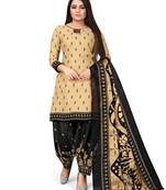 Beige printed blended cotton salwar