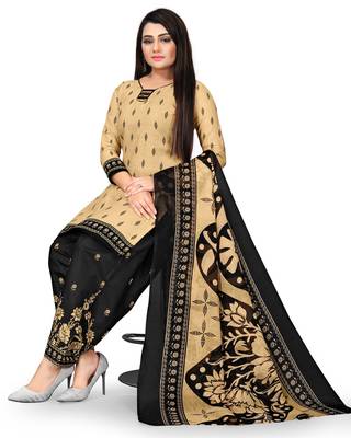 Beige printed blended cotton salwar 3