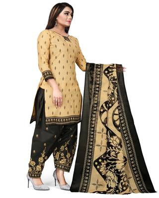 Beige printed blended cotton salwar 4