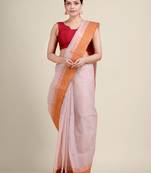 Off white woven pure cotton saree 