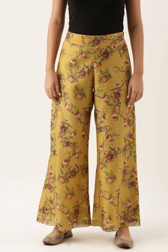 Chanderi Yellow Printed Palazzo