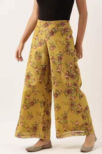 Chanderi Yellow Printed Palazzo