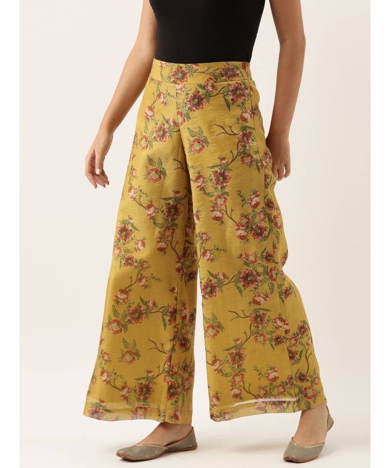Chanderi Yellow Printed Palazzo