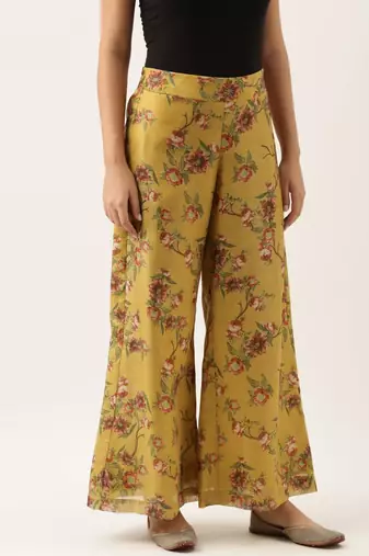 Chanderi Yellow Printed Palazzo