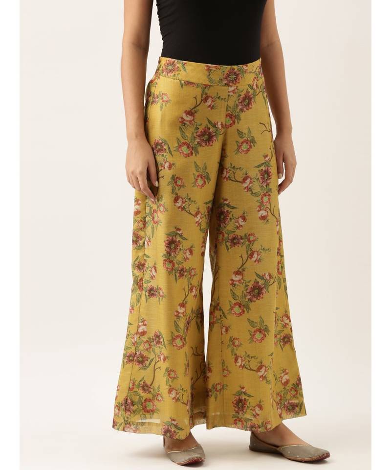 Chanderi Yellow Printed Palazzo