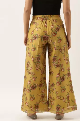 Chanderi Yellow Printed Palazzo