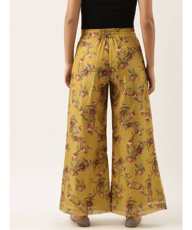 Chanderi Yellow Printed Palazzo
