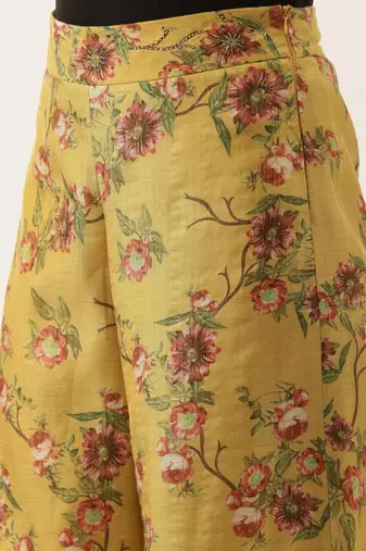 Chanderi Yellow Printed Palazzo