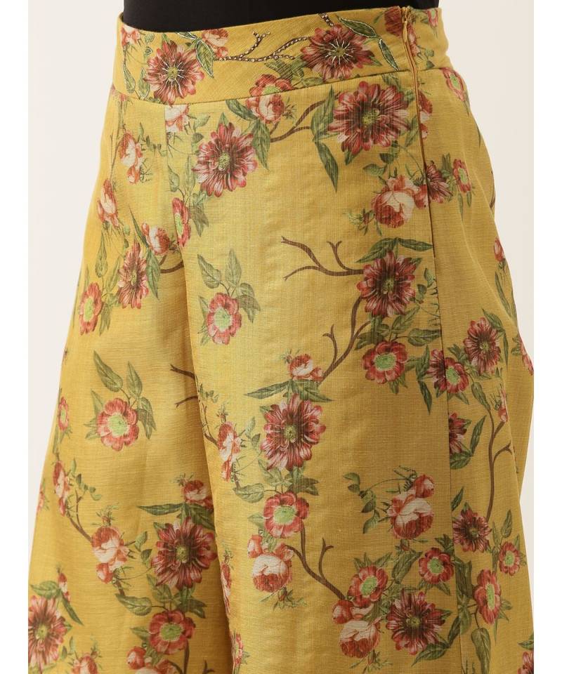 Chanderi Yellow Printed Palazzo