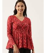 red Ikat Silk Long top