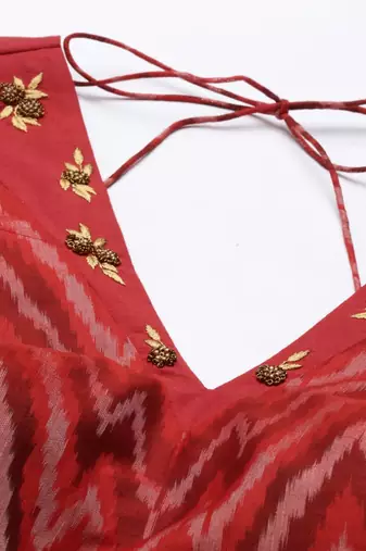 red Ikat Silk Long top