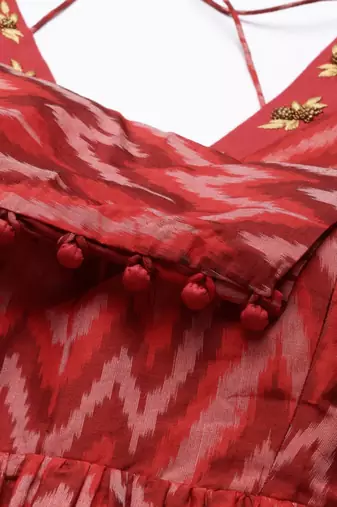 red Ikat Silk Long top