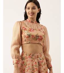 Chanderi Collar Frill Pink Blouse
