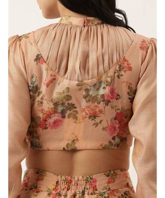 Chanderi Collar Frill Pink Blouse 2