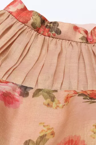 Chanderi Collar Frill Pink Blouse