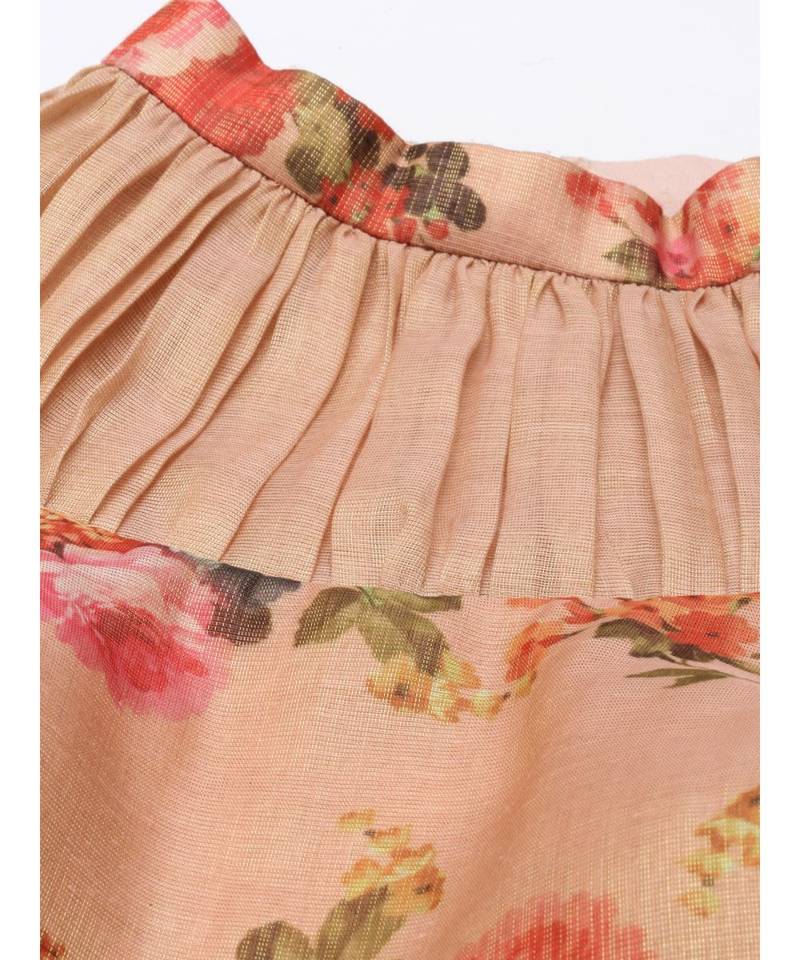 Chanderi Collar Frill Pink Blouse