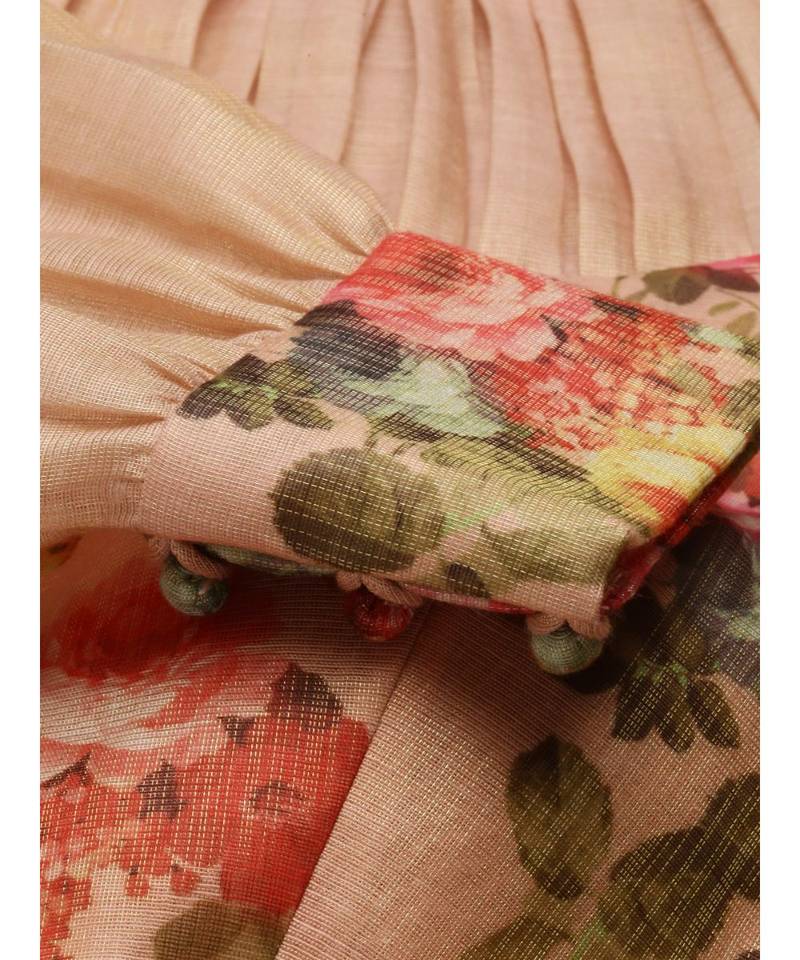 Chanderi Collar Frill Pink Blouse