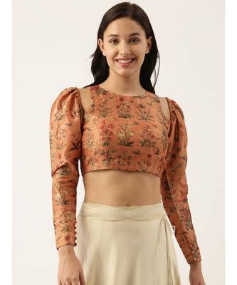 Chanderi Printed Embroidered Blouse 1
