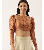 Chanderi Printed Embroidered Blouse