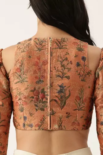Chanderi Printed Embroidered Blouse