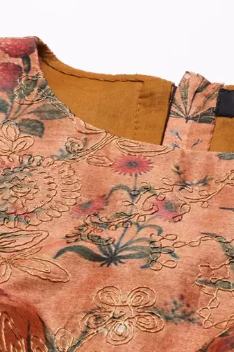 Chanderi Printed Embroidered Blouse
